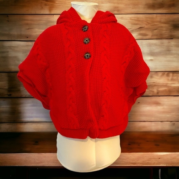 Carters 18 month poncho knit red cardigan - Picture 1 of 9